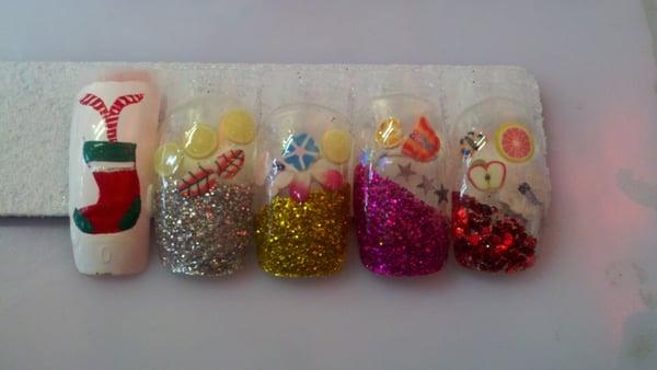 Glitter tip styles available at Chen Park Nail Salon.