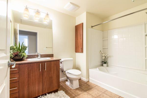 Bathroom with bathtub.