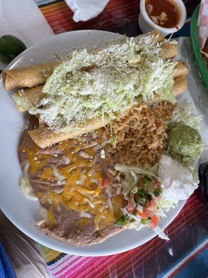 Flautas, Rice, Beans