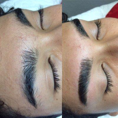 Men's eyebrow grooming will give him a cleaner looking complexion! Also available: nostril and ear waxing.