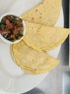 Quesadilla with hand made tortilla