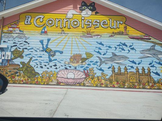 Closer view of the Mural on the side of the building for The Connoisseur