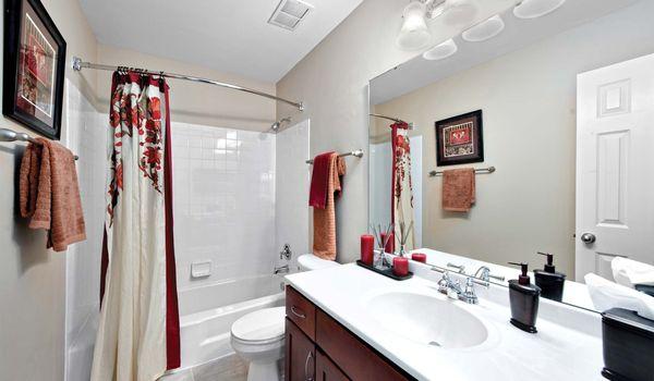 Substantial vanity space in the master bath