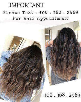 Please text me 408 . 368 . 2969 for hair appointment