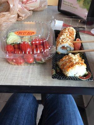 Salad and sushi $11