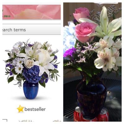 These are the flowers I ordered (left) and what I received (right). Absolutely terrible and a waste of money.