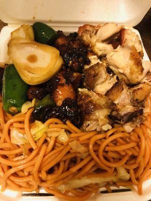 2 item combo chow mein with teriyaki chicken & jalapeño chicken