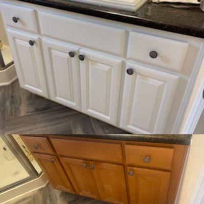 Before & After Bathroom Cabinets Painting