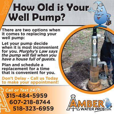 The average lifespan of a submersible well pump is typically around 8 to 15 years. 

Don't let your pump fail when you rely on it most!