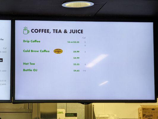 Coffee, Tea and Juice Menu - March 2022