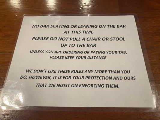 Bar Signage During COVID-19