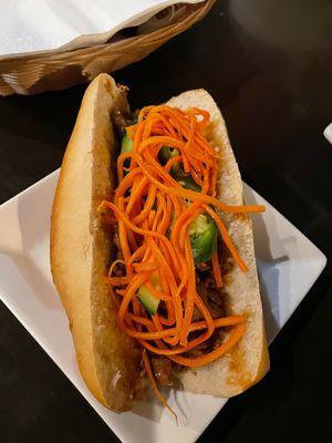 Banh mi is very affordable and tasty, jalapenos pack punch