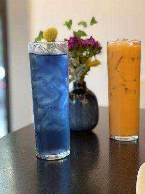 Butterfly pea flower tea. Thai Iced Tea