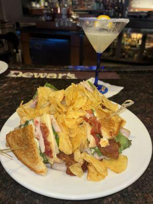 Lemon Drop and Turkey Club Sandwich