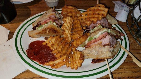 The Dagwood (minus the 3rd slice of bread) and waffle fries