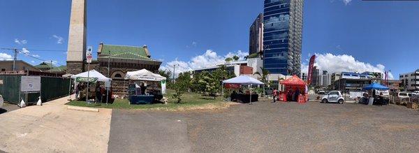 A view of the vendors in the open parking lot