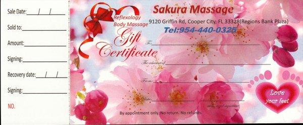 gift certificate is avialable