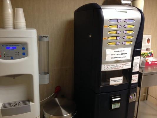 Complimentary water... Or pay for coffee via the vending machine!