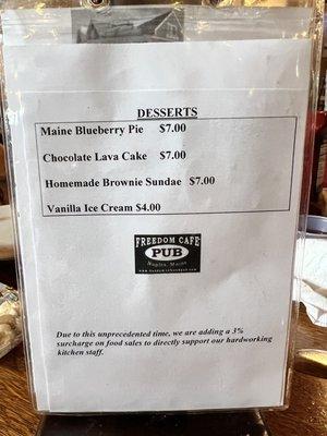 Dessert Menu