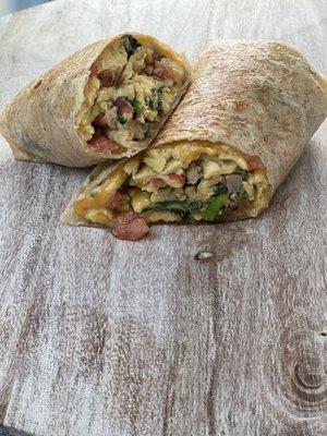 Breakfast vegetable burrito