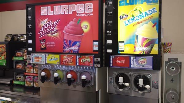 Slurpees are what they are known for.  I like their chili dogs.