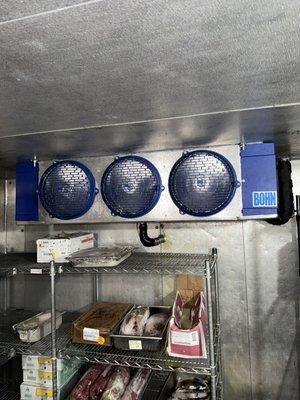 New evaporator unit, for walk-in freezer.