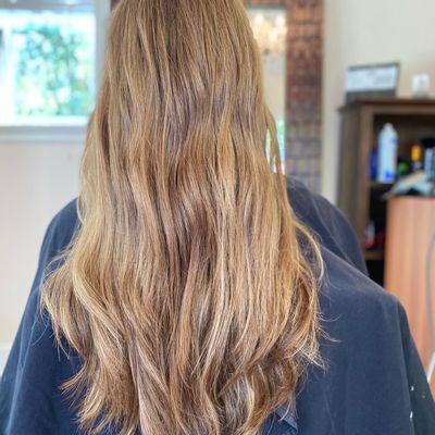 Long and soft balayage, hair cut and style