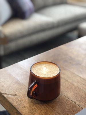 Latte in the cutest glass mug