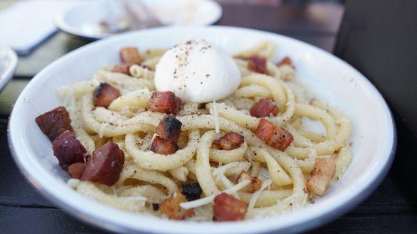 Cacio e Pepe with pancetta add on