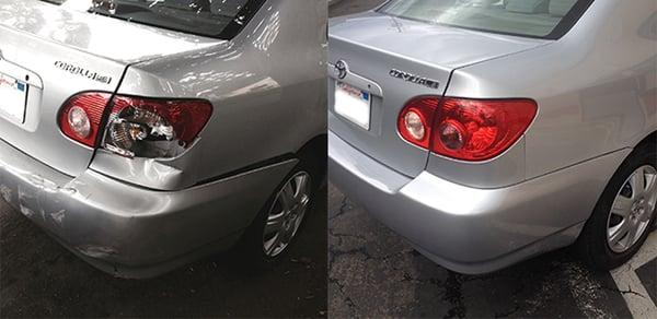 Before and after picture. New bumper and taillight.