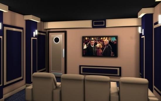 Modern and lavish home theater.