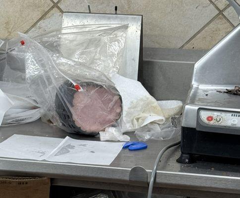 This ham has been sitting here (for hours?) with blood in the bag. The lady at the deli said "it's normal" for ham to have blood secretions.