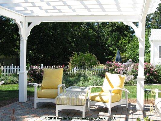 An outdoor living space we designed, installed and maintain.