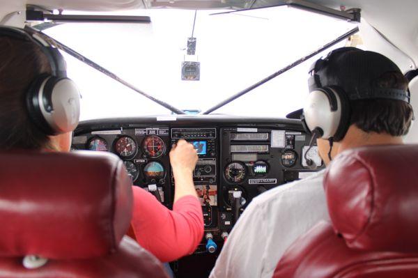 Stephanie explaining how her plane works.