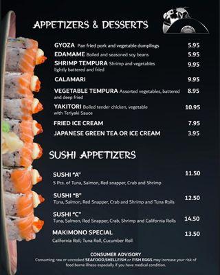 Appetizer  & Dessert  menu