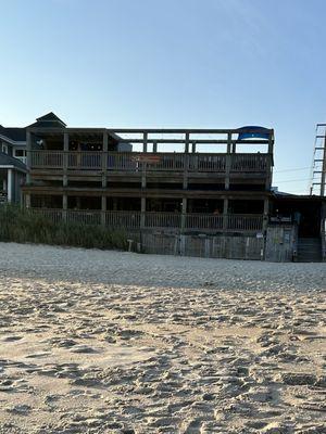 From beach looking at building