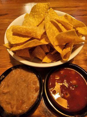 Free chips and salsa and beans