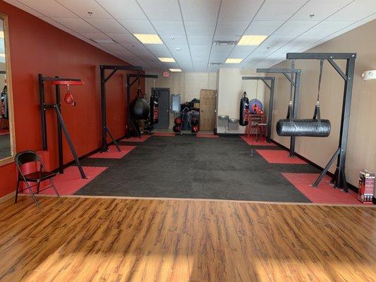 Group fitness and kickboxing room