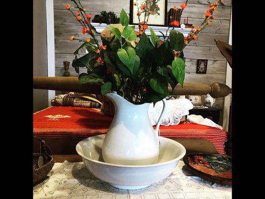 Beautiful, all white pitcher and bowl.