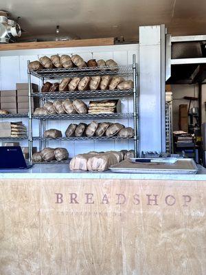 The daily breads wrapped and ready for pick up. They're no longer displayed for walk up purchase.