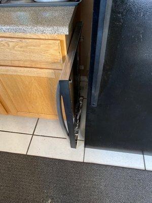 This is the door piece that the tech from ADA removed and placed beside my refrigerator.