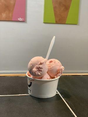 Hand dipped strawberry ice cream