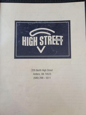 Front of menu.