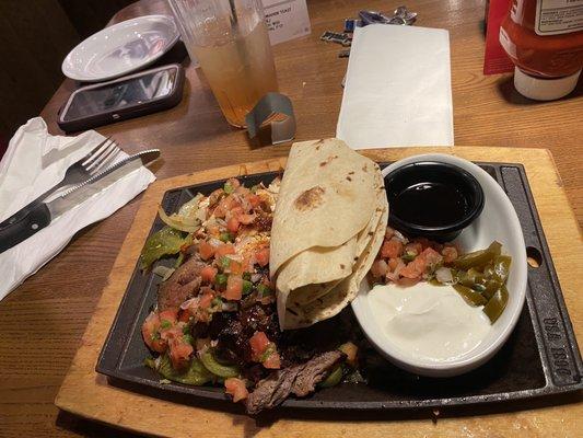 Whiskey-glaze Chicken And Sirloin Fajitas