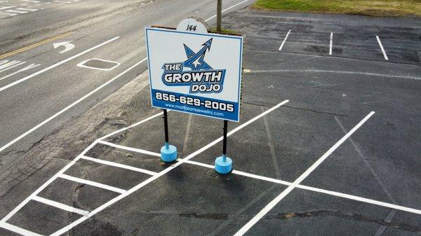 The Growth Dojo sign you can see while driving by on Tuckahoe Road!