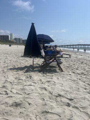 Chairs and umbrella