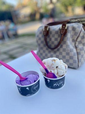 Ube (L) and pralines n cream (R).