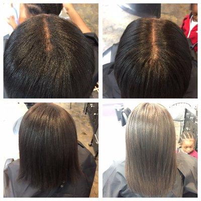 The left is before the keratin treatment; the right is after the keratin treatment