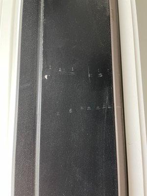 Scratched and chipped door frame