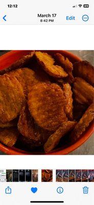 Fried Chicken Sandwich & over fried Ruffles chips. Nasty